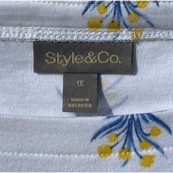 Style & Co. Womens Essential Elbow Sleeve Tulip White Tee 1X - Picture 7 of 9